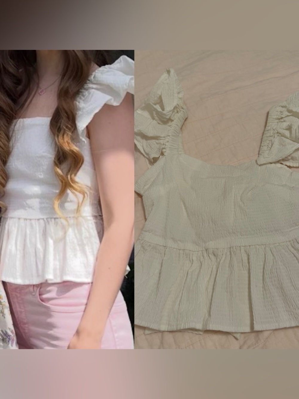 Mi Ami Francesca’s White Flutter Sleeve Open Back Top